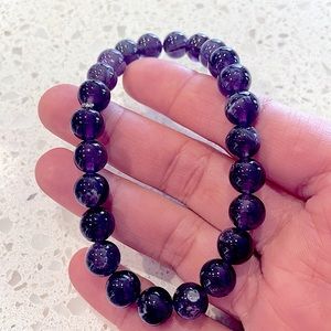 Natural Amethyst round beads bracelet